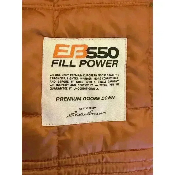 Eddie Bauer Jacket Womens Sz M Brown EB550 Goose Down Quilted Crop Puffer - Picture 6 of 16